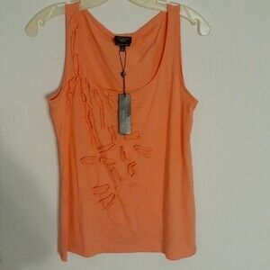 talbots top orange tank top shirt new nwt ruffle summer blouse s
